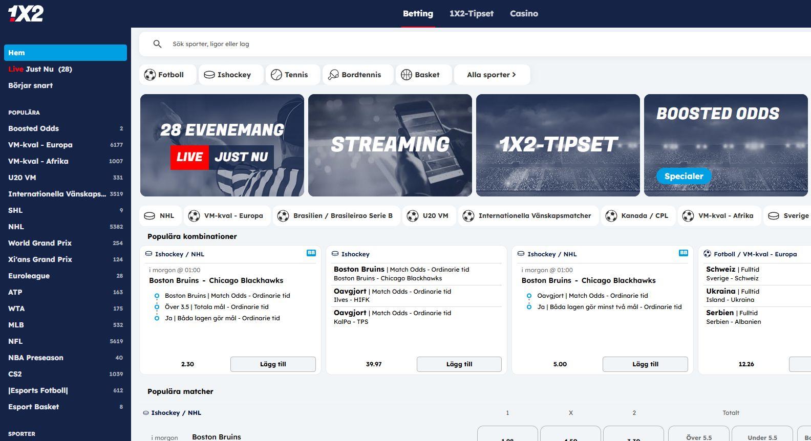 1X2 Bettings Kambi-sportsbook