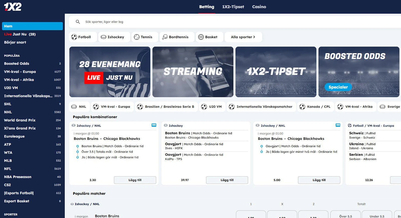 1X2 Bettings Kambi-sportsbook