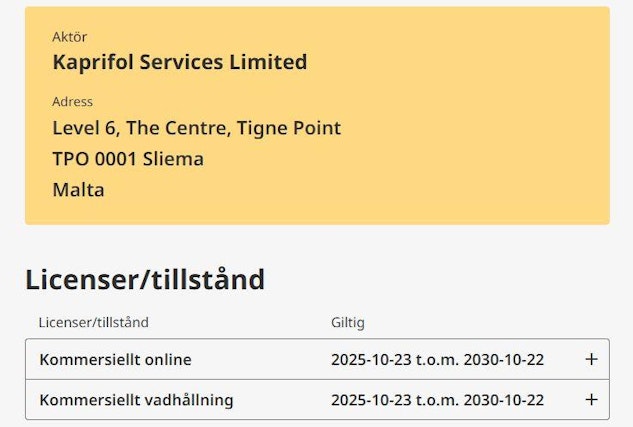 Kaprifol services limited unibet