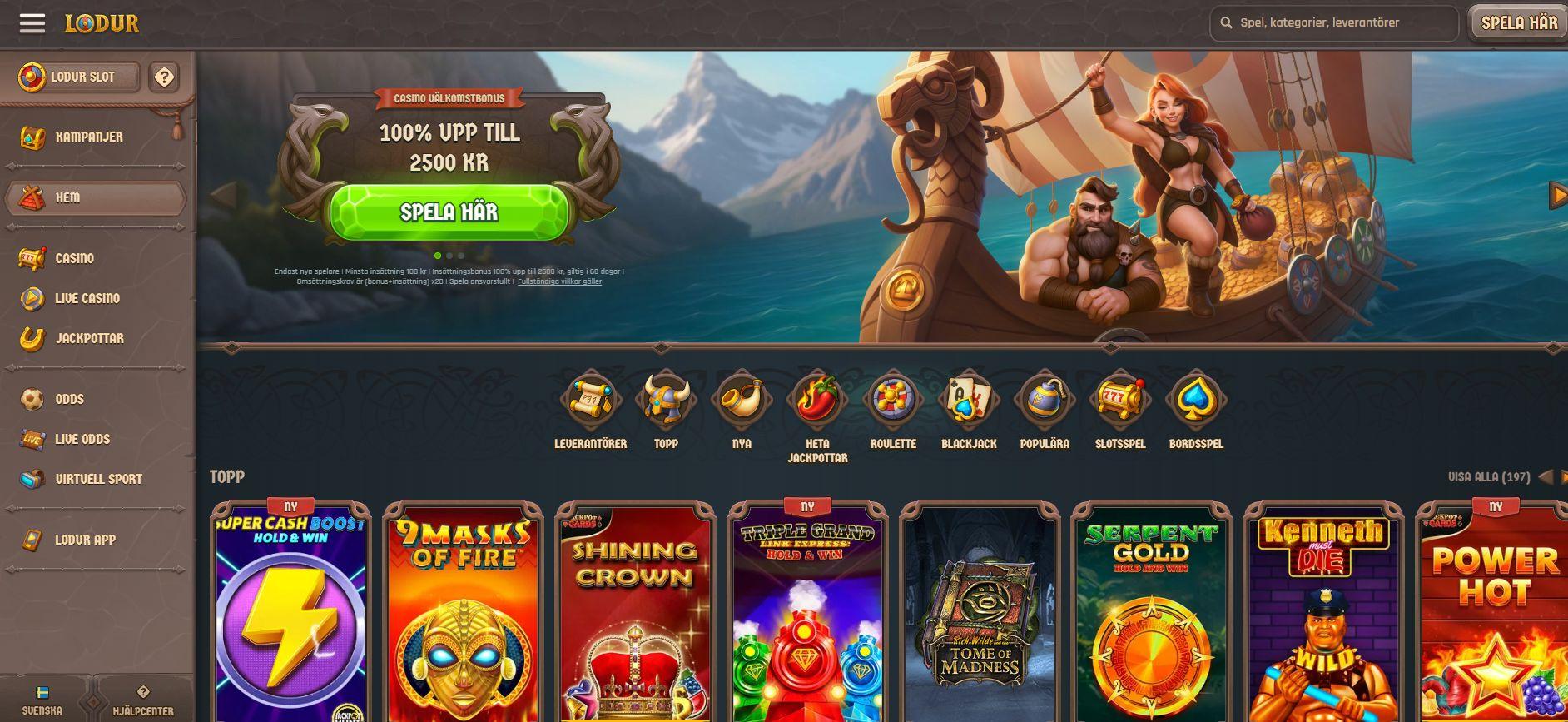 Så här ser startsidan ut - riktigt snygg