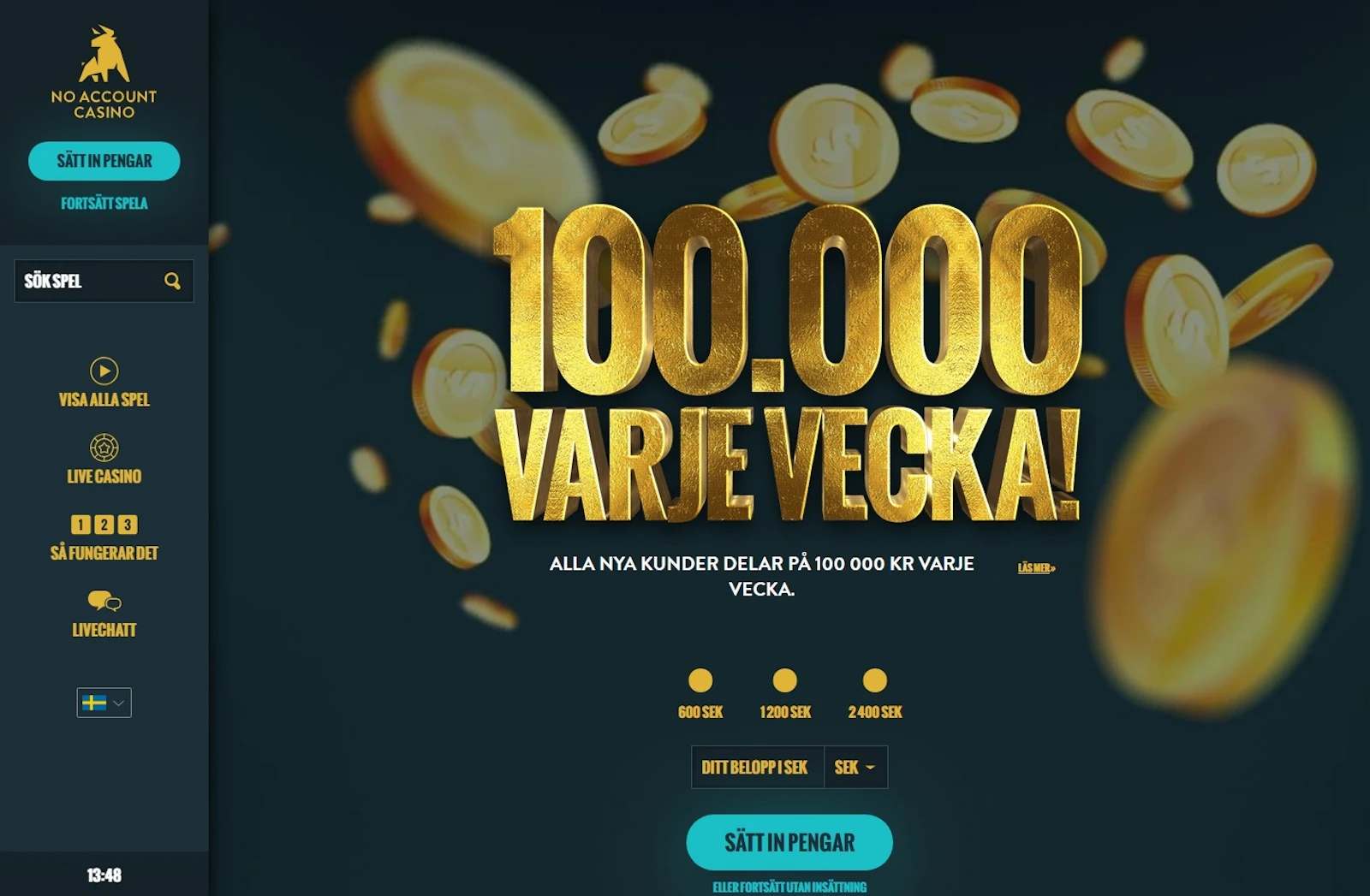 Noaccountcasino start se