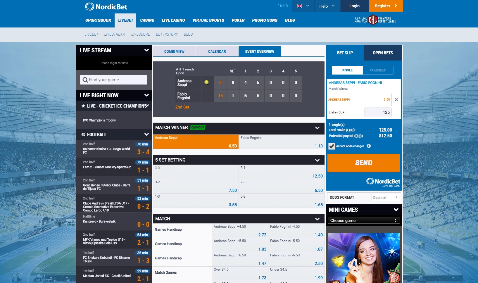 Nordicbet livebet
