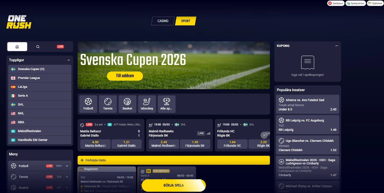 En titt på sportsbooken