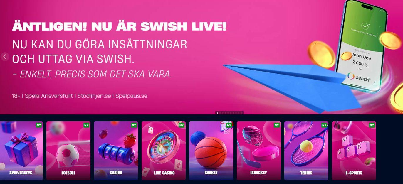 Spelbolaget vbet har swish