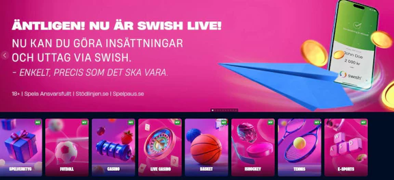 Spelbolaget vbet har swish