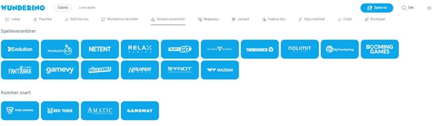 Wunderino casino veckans leverantorer