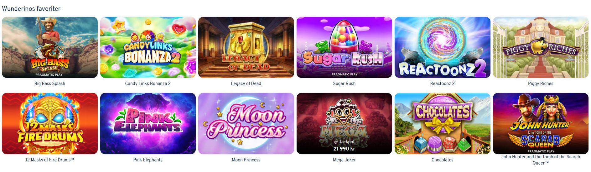 Wunderinos aktuella favoriter bland slots