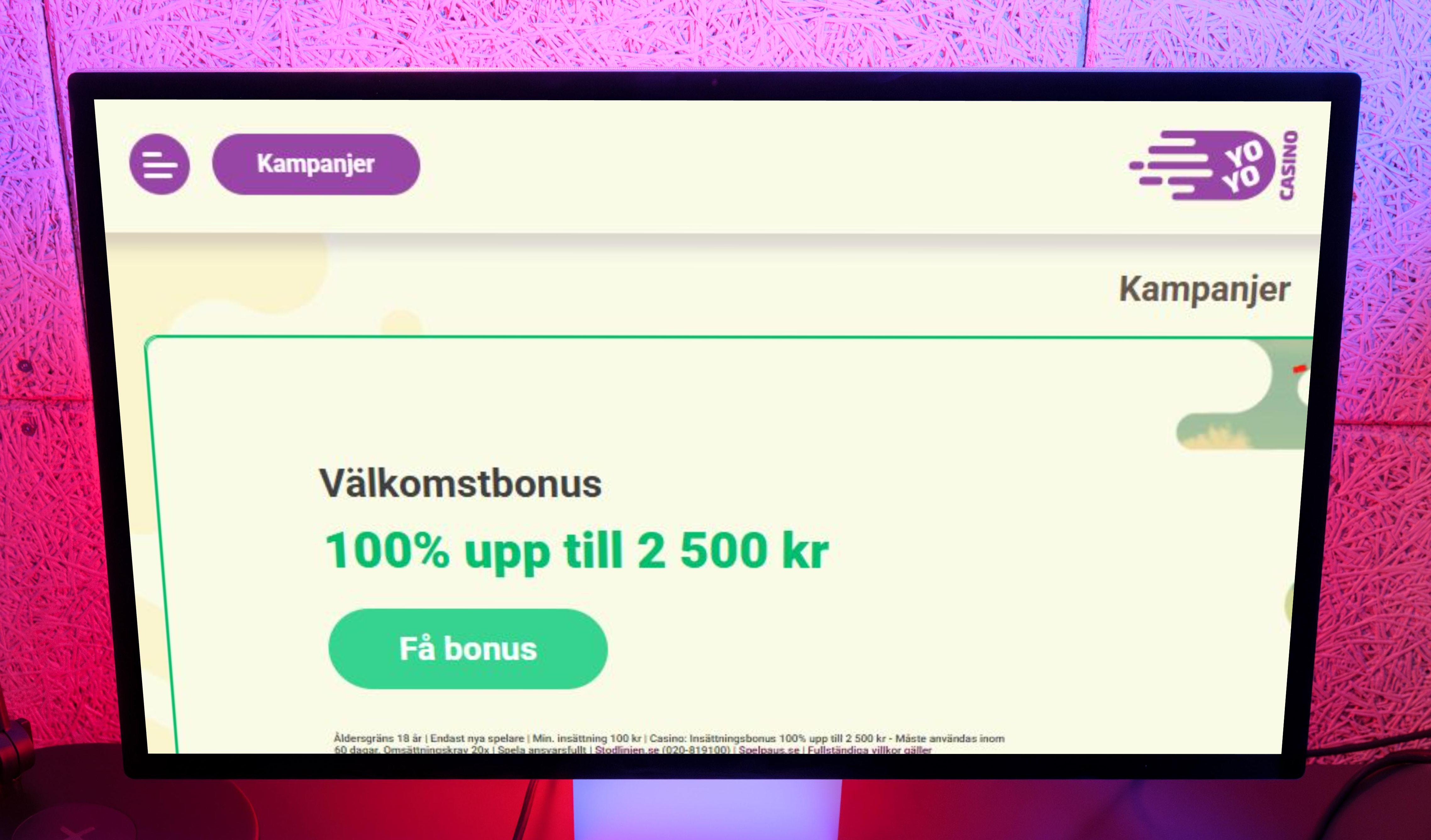 Yoyo casino bonus 20 i omsattningskrav