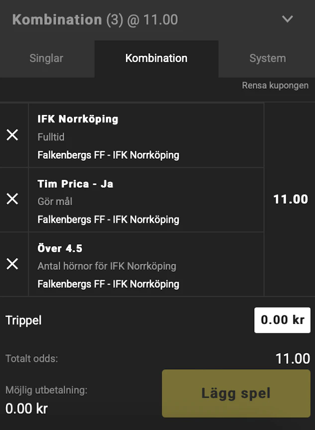 Spel IFK Norrkoping unibet